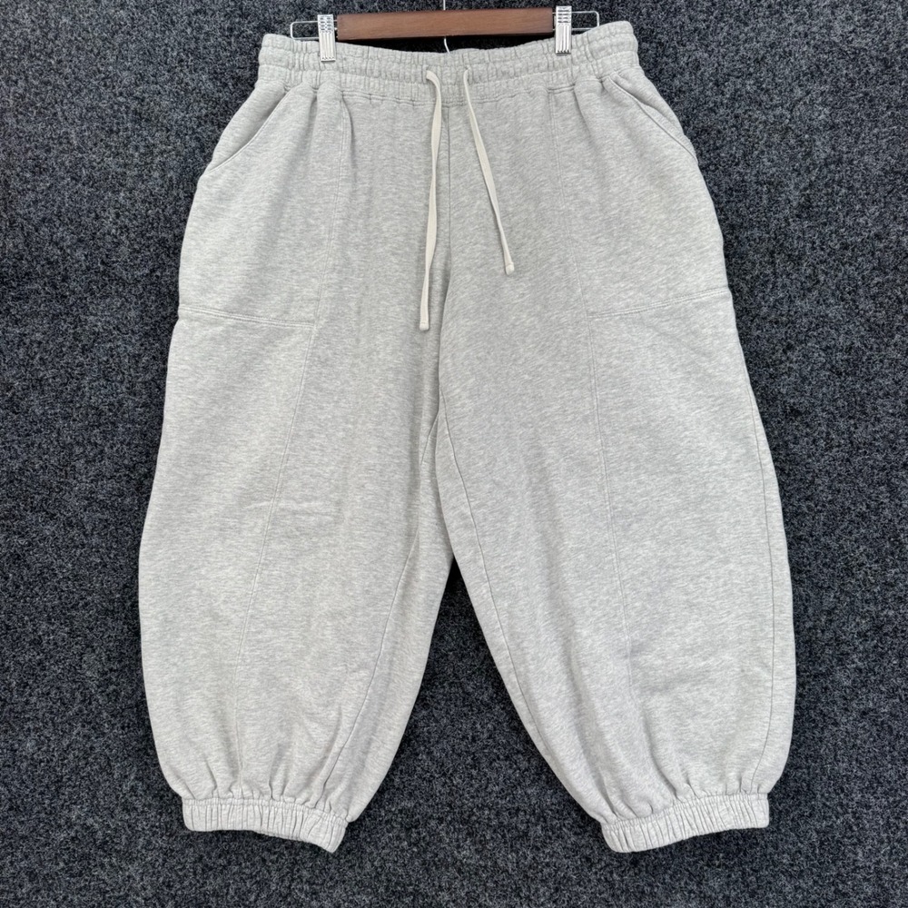 Marine Layer Gray Cropped Sweatpants Joggers Seam Front Medium